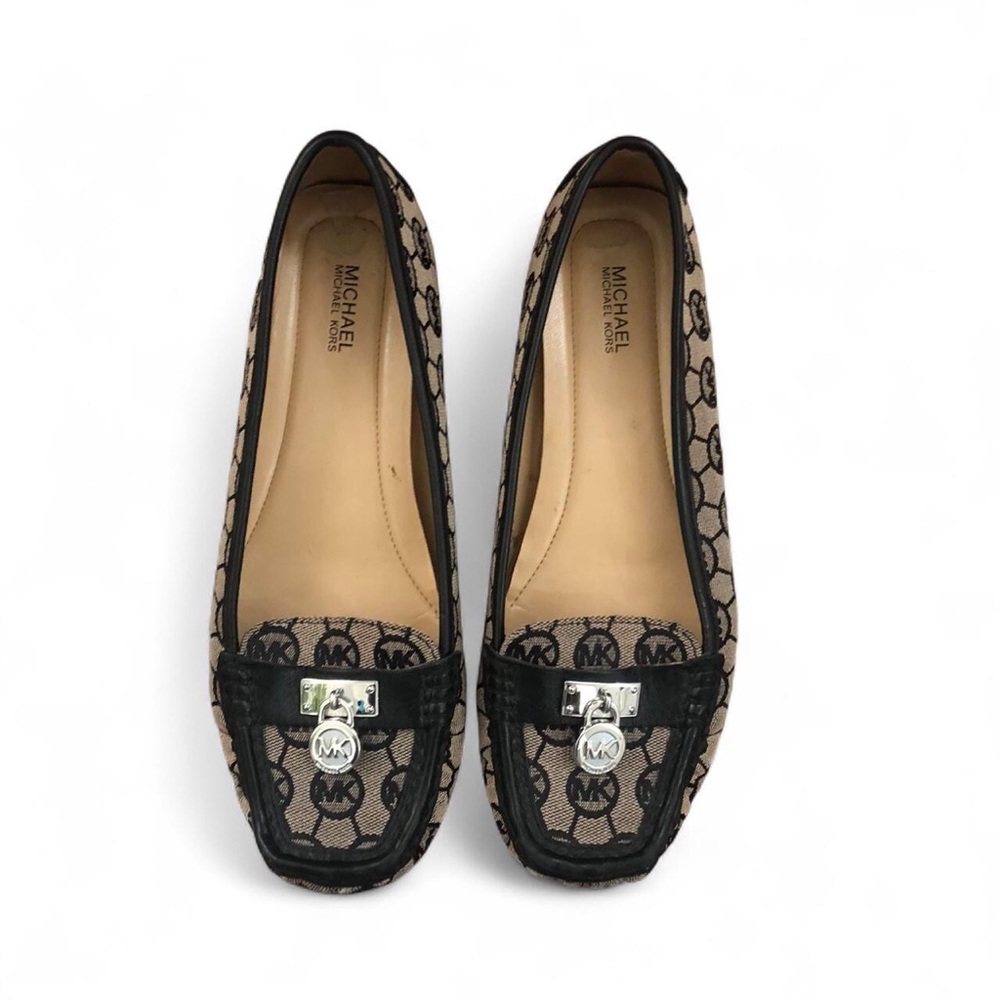 MK Hamilton Monogram Logo Loafers Preppy Ballet flats Square toe padlock office - Picture 3 of 4